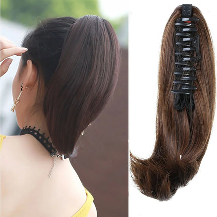 WP35 10 Inches Claw Inner Buckle Ponytails Extension Straight Synthetic Hair Cord Resist High Temperature Hairpieces