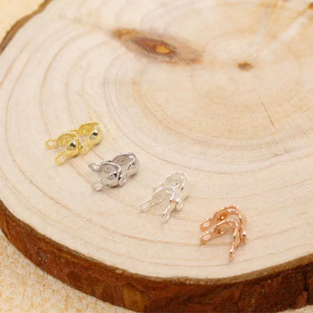 DIY Jewelry Accessories925 Silver Crimp Beads Cover Gold Platedjewelry Findingswholesale Metal End Clip for Necklace