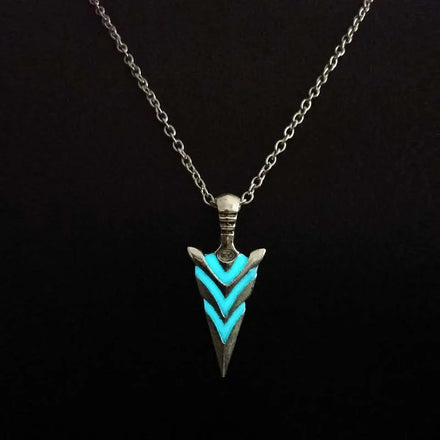Vintage Luminous Gold Plated Zinc Alloy Link Chain Arrow Pendant Necklace Classic Glow in Dark Jewelry Men Party Gift Wholesale