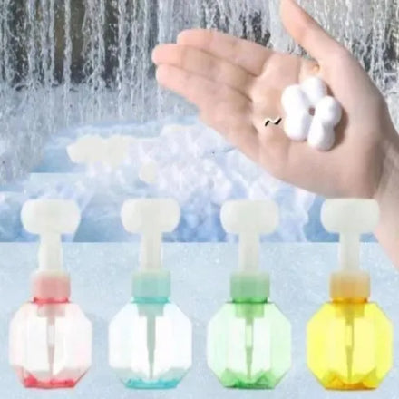 Stock 300ml 500ml Diamond Shaped Clear Kids Plastic Flower Foam Bottles Hand Soap Dispenser Liquid Cleanser Bottle With Pump