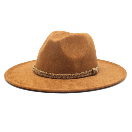 Fashion Women Suede Fedora Hat Classic Wide Brimmed Panama Felt Hat Vintage Outdoor Mens Dress Fashion Hats for Men Wholesale