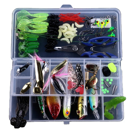 Wholesale Box110 Combo 110pcs/box Artificial Hard Soft Baits Kit Minnow Popper Pencil Crankbait VIB Spinner Fishing Lures Set