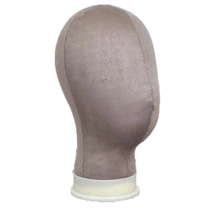 Hat Boutique Beige Linen Covered Tabletop Hat Display Stand Wig Display Adjustable Fiberglass Mannequin Head