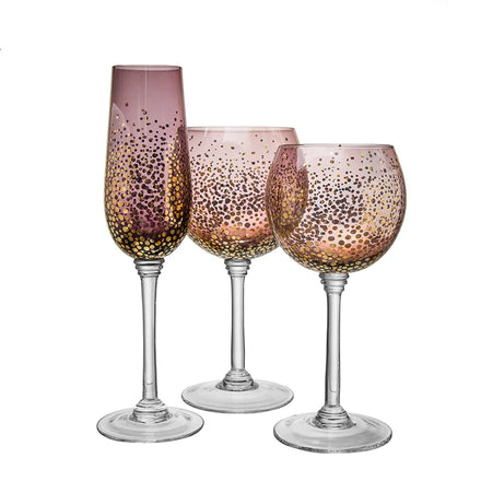 New Design Star Decal Round Dot Wine Glasses Thin Stem Red Goblet Drinking Glassware Champagne Glass