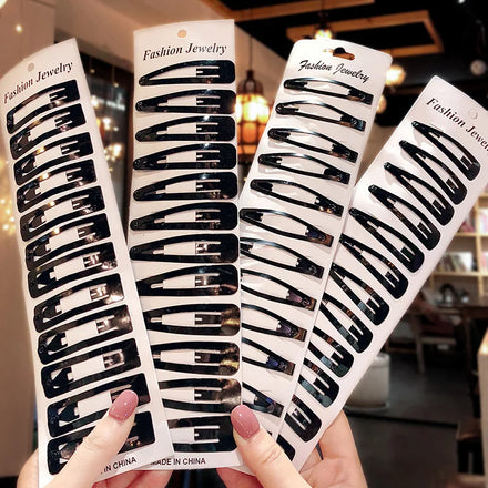 Fashion Simple Black Metal 10PCS Hairpin Set Ladies Girls Thickened Broken Hair BB Clip Utility Universal Hair Accessories