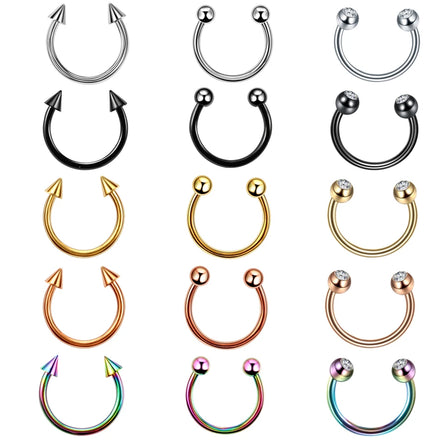 Stainless Steel Nose Ring Horseshoe Ring Nose Septum Lip Piercing Helix Ear Piercing for Women Body Piercing Jewelry