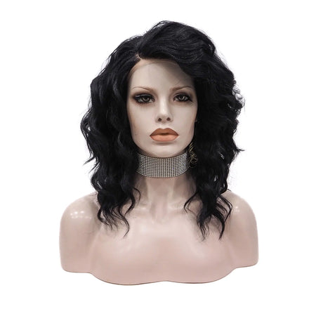 Celebrity 14inch Black Curly Wig Cosplay Premium Synthetic Wigs Futura Heat Resistant Synthetic Hair Wig