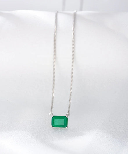 Classic Luxury Gemstone Single Zircon Clavicle Chain Charm Emerald Necklace Jewelry Gold S925 Silver 925 Silver Women's Accepted
