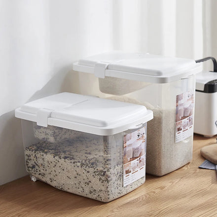Large Airtight 10kg Food Storage Container Bin Dry Food Rice Container Kitchen Clamshell Transparent Rice Bucket Storage Box