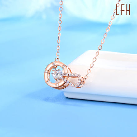 Laofuhua New Design 18K Rose Gold Pure Wedding Necklace Simple Fashion 18k Diamond Necklace Jewelry