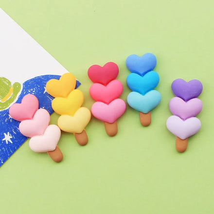 Wholesale Cute Gradient Color Three Heart Shape Flat Back Lollipop Resin Embellishment for Hair Clip