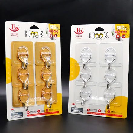 6-Piece Stainless Steel Nail Self-Adhesive Hooks Custom ABS Wall Hooks for Bathroom Multifunction Multitool for Nail Care
