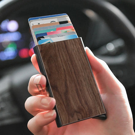 Luxury Wooden Business Card Holder Wood RFID Minimalist Wallet