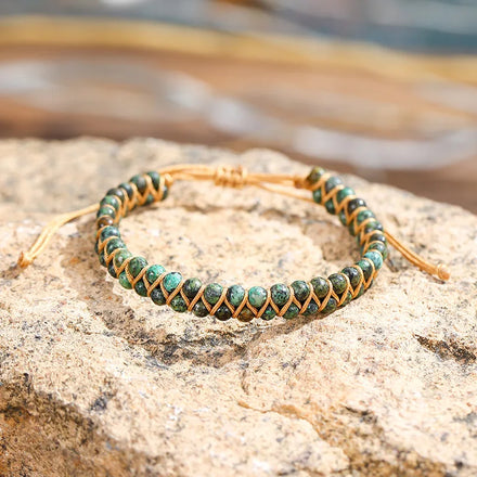 Handmade Woven Woman Jewelry Natural 4mm African Crystal Stone Adjustable Double Layers Yoga Beaded Bracelets