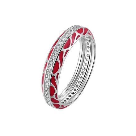 Band Finger Jewelry Cubic Zircon Snake Band Red Design Low Price 925 Silver Enamel Color Ring Silver