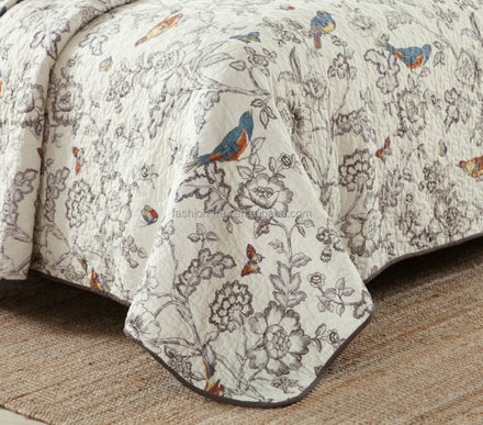 Luxury Quilted Flower Bird Decorative 100% Cotton Sequins Princess Queen King Size Home Hotel Modern Bed Skirt 200TC Washable