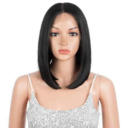For Hair Lace Front Wigs Natural Color Short BOB Style Silky Straight Wave 130% Density Transparent Synthetic Hair for Women
