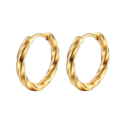 Dropshipping Stainless Steel 18K Gold Plated Black Silver Post Twisted Huggies Earring Women's Mini Small Hoop Earrings