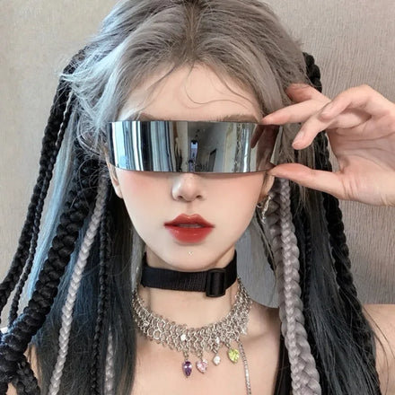 2026 New Trend Party Women's Bar Dance Future Technology Sense Fashion One Flat Sunglasses Glasses