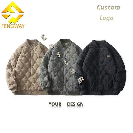 Fengway Custom Men's Baseball Jacket Vintage Style O-Neck Cotton Padded Coat Winter Warm Thicken Varsity Jacket
