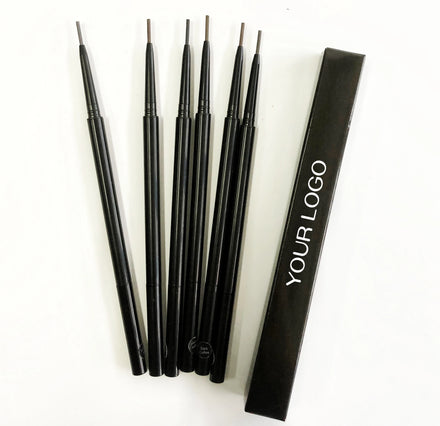 Waterproof Double Head Strong Hold Slim Black Brown Brush Vegan 6 Colors Eyebrow Pencil with Private Label