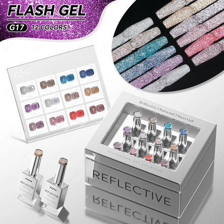 JTING New Popular 12colors Sparkle Diamond Bling Reflective Disco Diamond Gel Polish Set OEM Flash Reftetive Gel Nail Polish