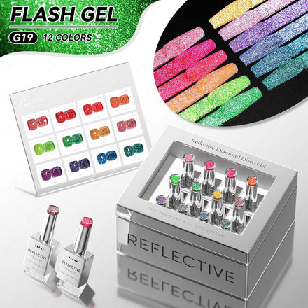 JTING Burst Flashing Super Shiny Neon 12colors Reflective Gel Polish Set Sparkly Disco Diamond Gel Nail Polish OEM/ODM Custom