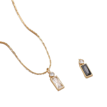 HOVANCI 12-Month Birth Pendant Necklace Multicolor Square Zirconia 18K Gold Plated Geometric Head Zircon Link Chain necklaces