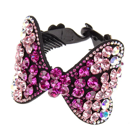 Luxury Women Rhinestone Bowknot Hair Claws Custom Color Crystal Hair Clip