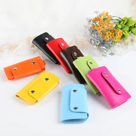 Factory Price PU Leather Housekeeper Holders Car Keychain Key Holder Bag Case Unisex Wallet Cover Simple Solid Color Storage Bag