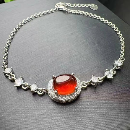 Natural High Quality Garnet 925 Sterling Silver Plated Chain Bracelets for Crystal Healing