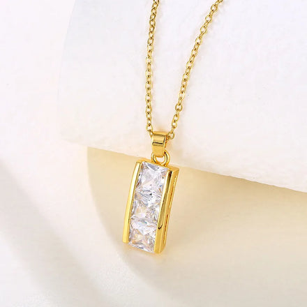 HOVANCI Urbanity Bling Cz Square Cubic Stainless Steel Zirconia Women 18k Gold Plated Colorful Charm Zircon Pendant Necklaces