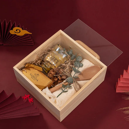 Wholesale High-grade Solid Wood Transparent Acrylic Hand Gift Box High-grade Happy Candy Box Solid Wood Gift Box