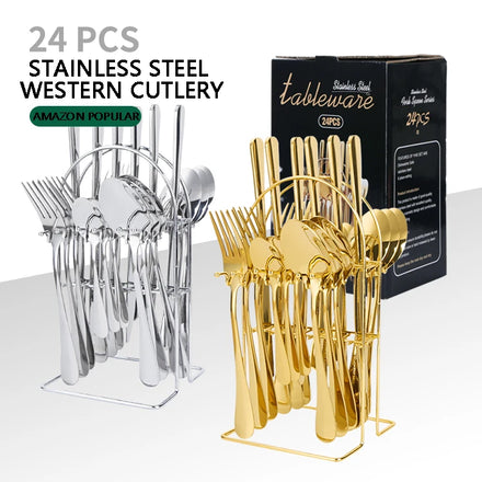 High Quality Luxury Mix Color Flatware Good Wedding Gift Sets Cutlery With Box Spoon and Fork Set