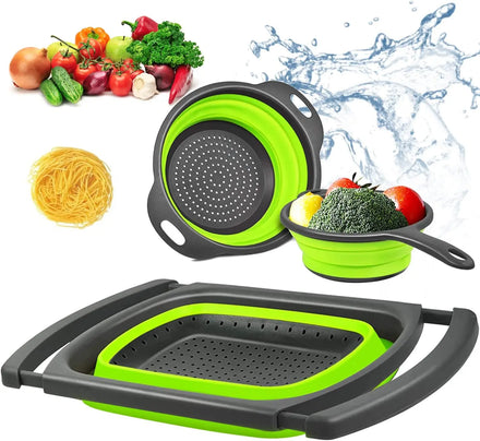 Efficient Fruit & Vegetable Washing with Easy-to-Use Extendable Silicone Drain Basket Foldable Kitchen Sink Colander