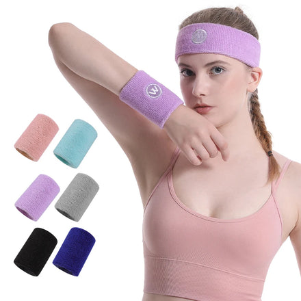 SHIWEI-6055#Custom Sweatband Set Elastic Sweatbands Sports Yoga Towel Hair Bands Wrist Bands