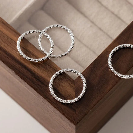 925 Sterling Silver Irregular Stackable Thin Ring Jewelry for Women