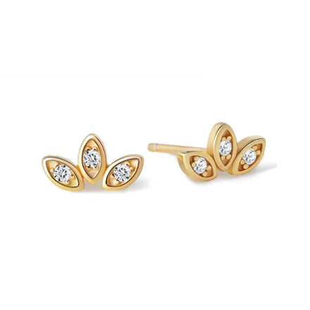 New Arrival 18K Gold Plated Classic Gold Plated 925 Sterling Silver Leaf Simple Stud Earrings Custom Silver Jewelry