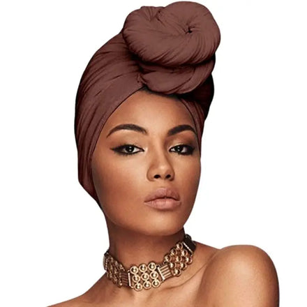 Designer Turban Head Wraps Knit Urban Hair Scarf Solid Color Long Breathable Head Band Tie for Women