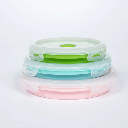 Direct Supply From Manufacturers Creative Folding Outdoor Travel Portable Lunchbox Circular Sealed for Heating Food