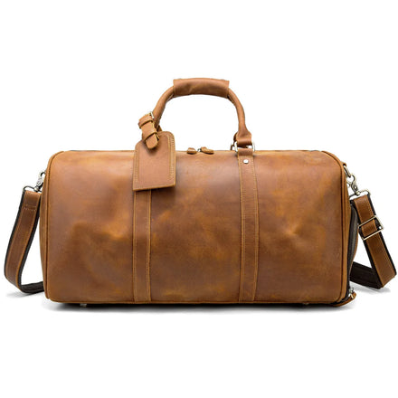 Custom Genuine Leather Travel Weekender Overnight Duffel Bag Gym Sports Tote Duffle Bag for Men
