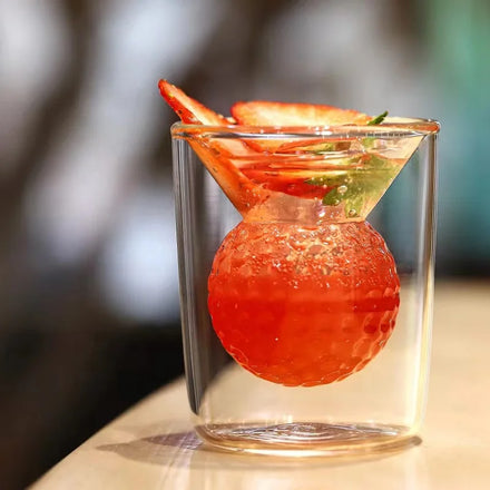 Wholesale High Borosilicate Fashion Spirit 2oz Dual Wall Baseball Highball Shape Drinking Golf Ball Whiskey Glasses