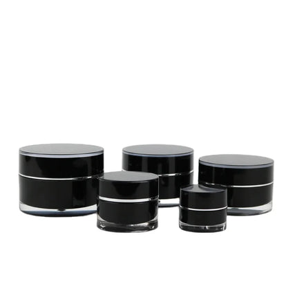In Stock 50g Cosmetic Round Shape Black Acrylic Jar Container Facial Care Cream Jar Plastic Packaging Container