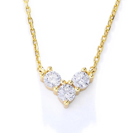 Wholesale Ins Classic Geometric Three Stone Chain Necklace Cubic Zirconia Letter V S925 Silver Jewelry