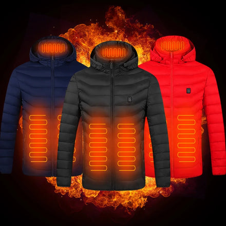 Add LOGO Winter Unisex Heated Jacket Waterproof 9 Areas USB Rechargeable Smart Electric Heated Clothes Hoodie Homme Coat