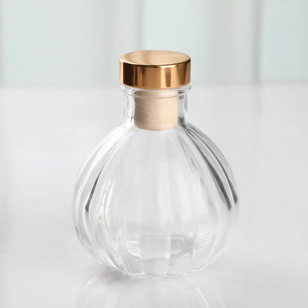 Empty Clear Round Pumpkin Shape Aromatherapy Reed Diffuser Fragrance Glass Bottle with Corks