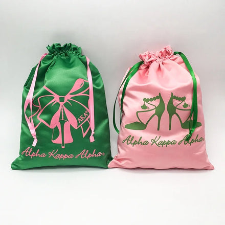 Custom Logo Printed Drill Satin Wig Storage Packaging Drawstring Bag Shoe Bag Dust Pouch Lady Fashion