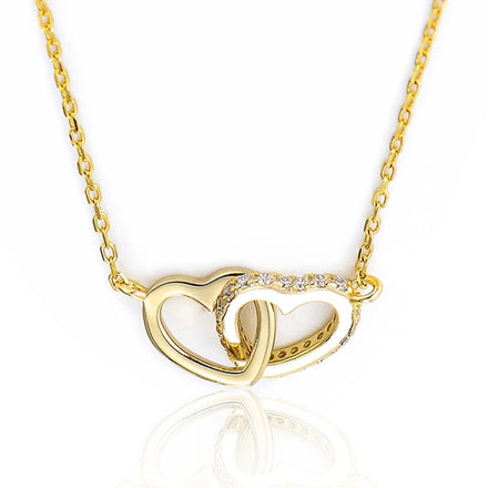 Customized Romantic Hollow Double Heart 925 Sterling Silver Necklace Mini Cubic Zirconia Interlocking Heart Charm Chain Necklace