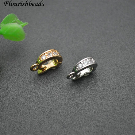 Fashion Design Nickel Free Anti Fading Gold Rhodium Plated CZ Pave Small Size Connector Lock Clasps for Jewelry Bracelet Making
