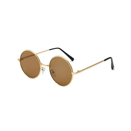 UV400 Mirror Lenses Sun Glasses Hot Sales Men Metal Round Hippie Sunglasses Custom logo